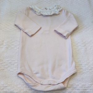 Jacadi 100% Cotton Long Sleeve Pale Pink Onesie-3M